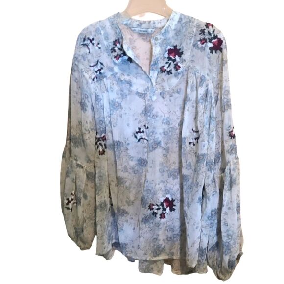 Zara Basic Cream Sheer Floral Blouse - Picture 4 of 7